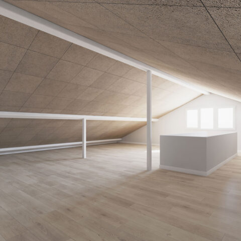 Vista de bajo cubierta de viviendas pareadas